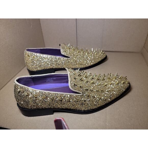Gently worn *After Midnight Gold Glitter Studded Men’s Shoes Sz. 9, with box main image 7